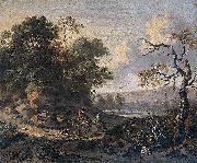 Jan Wijnants Landscape with donkey rider. oil painting reproduction